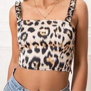 Superdown cheetah print crop top